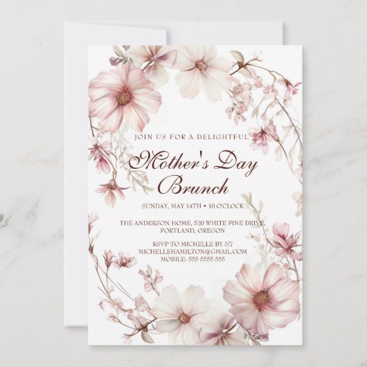 Cherry Blossom Muttertag Einladung (Vorderseite)