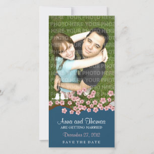 Cherry Blossom (Navy) Save the Date Foto