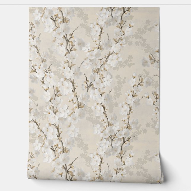 Cherry blossom neutral - beige tapete (Abrollen)