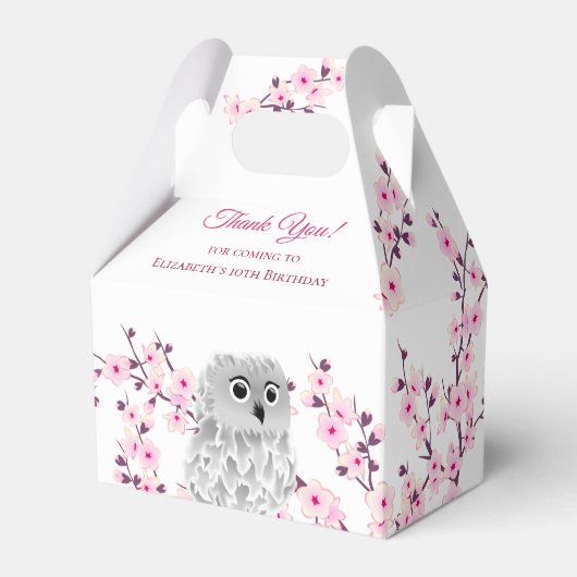 Cherry Blossom Niedlich Owl | Benutzerdefinierter  Geschenkschachtel (Vorderseite)
