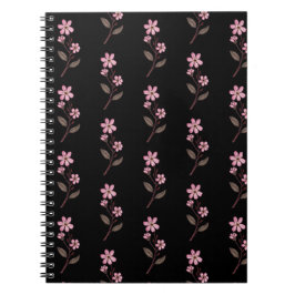 Cherry Blossom Notebook - Schwarzes Muster Notizblock