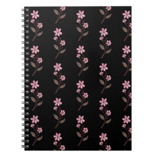 Cherry Blossom Notebook - Schwarzes Muster Notizblock