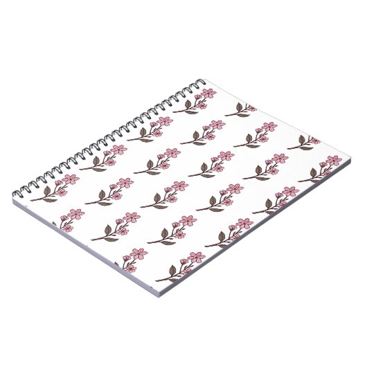 Cherry Blossom Notebook - Weißes Muster Notizblock (Linke Seite)