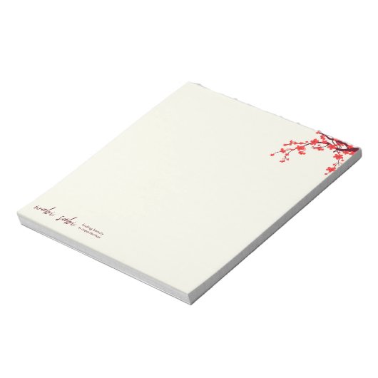 Cherry Blossom Notepad - Sakura, Wabi sabi Notepad Notizblock (Rotiert)