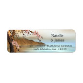 Cherry Blossom Ocean Wedding Return Address Label (Vorne)