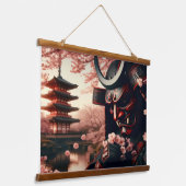 Cherry Blossom Oni Tapestry Wandteppich Mit Holzrahmen (Gewinkelt)