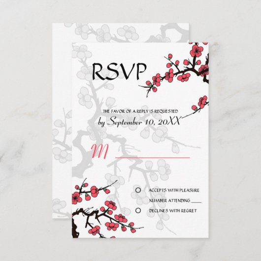 Cherry Blossom Oriental UAWG Einladung (Vorne/Hinten)