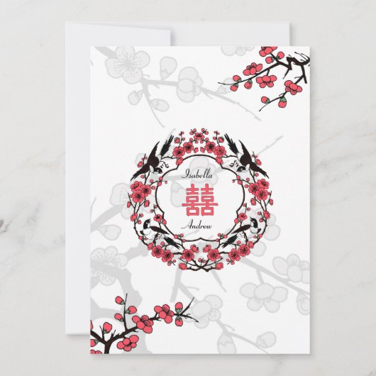 Cherry Blossom Oriental Wedding retten das Datum Save The Date (Rückseite)