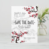 Cherry Blossom Oriental Wedding retten das Datum Save The Date (Stehend Vorderseite)