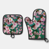 Cherry Blossom Oven Mitt und Pot Halter Set (Vorderseite)