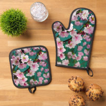 Cherry Blossom Oven Mitt und Pot Halter Set