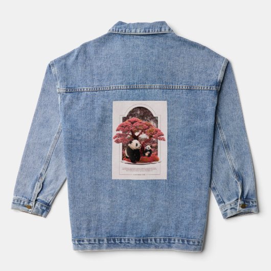Cherry Blossom Panda Jeansjacke (Rückseite)