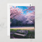 Cherry Blossom Park Postkarte (Vorne/Hinten)