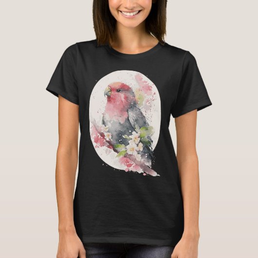 Cherry Blossom Parrot Japanese Sakura Budgie Parak T-Shirt (Vorderseite)