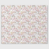 Cherry Blossom Pastel Pink Blume Grüne Blätter Geschenkpapier (Flach)