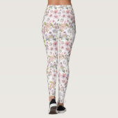 Cherry Blossom Pastel Pink Blume Grüne Blätter Leggings (Rückseite)