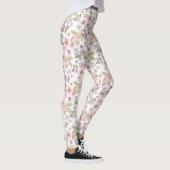 Cherry Blossom Pastel Pink Blume Grüne Blätter Leggings (Rechts)