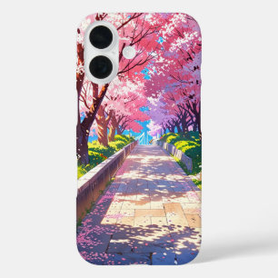Cherry Blossom Pathway - Anime Spring Scenery iPhone 16 Hülle