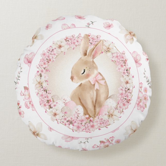 CHERRY BLOSSOM PATTER OSTERROUND PILLOW RUNDES KISSEN (Vorderseite)