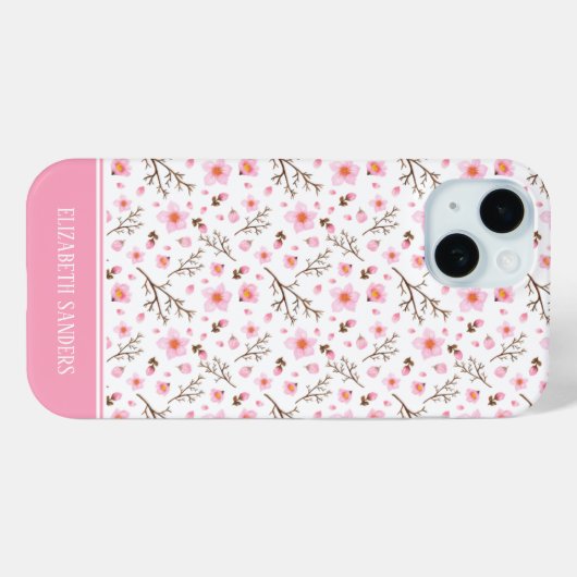 Cherry Blossom Pattern in pink tones Case-Mate iPhone Hülle (Rückseite (Horizontal))