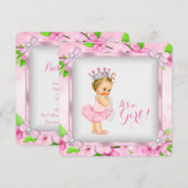 Cherry Blossom Pearl Girls Tutu Babydusche Einladung (Vorne/Hinten)
