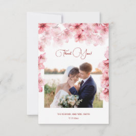 Cherry Blossom Photo Wedding Thank You Card Dankeskarte