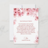 Cherry Blossom Photo Wedding Thank You Card Dankeskarte (Rückseite)