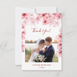Cherry Blossom Photo Wedding Thank You Card Dankeskarte