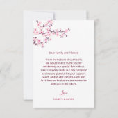 Cherry Blossom Photo Wedding Thank You Card Dankeskarte (Rückseite)