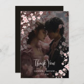 Cherry Blossom Photo Wedding Thank You Dankeskarte (Vorne/Hinten)