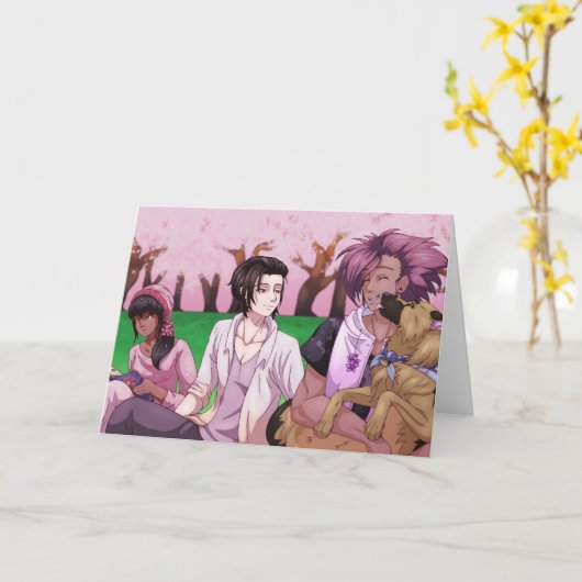 Cherry Blossom Picnic Karte (Gelbe Blume)