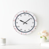 cherry blossom  pink and white clock große wanduhr (Zuhause)