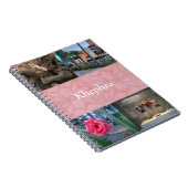 Cherry Blossom Pink Batik Collage und Name Notizblock (Rechte Seite)