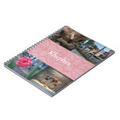 Cherry Blossom Pink Batik Collage und Name Notizblock (Linke Seite)