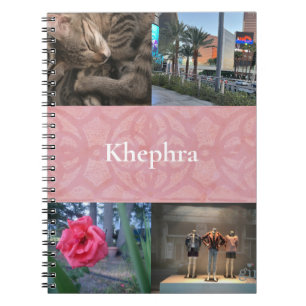 Cherry Blossom Pink Batik Collage und Name Notizblock