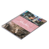 Cherry Blossom Pink Batik Name und Foto Collage Notizblock (Linke Seite)