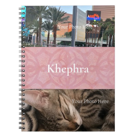 Cherry Blossom Pink Batik Name und Foto Collage Notizblock (Vorderseite)