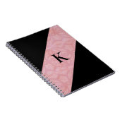 Cherry Blossom Pink Batik und Black Mit Monogramm Notizblock (Rechte Seite)