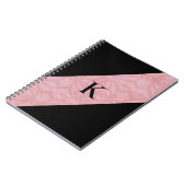 Cherry Blossom Pink Batik und Black Mit Monogramm Notizblock (Linke Seite)
