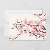 Cherry Blossom Pink Beige Wedding RSVP Card Karte (Rückseite)