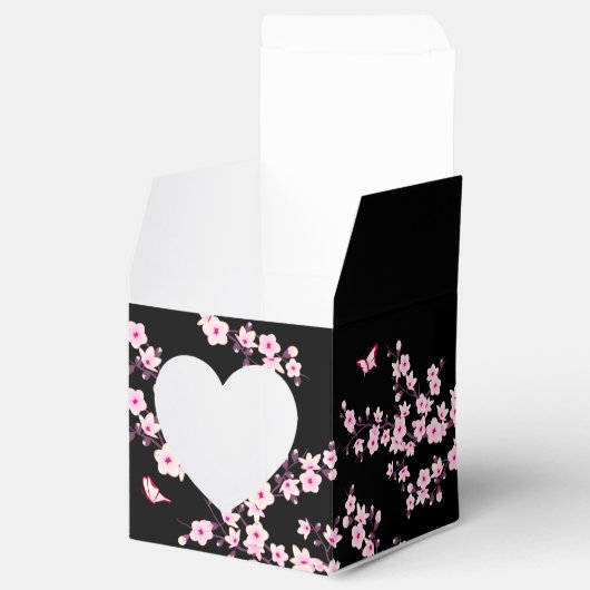 Cherry Blossom Pink Black Gevor Box Geschenkschachtel (Geöffnet)