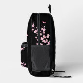 Cherry Blossom Pink Black Monogram Bedruckter Rucksack (Rechts)