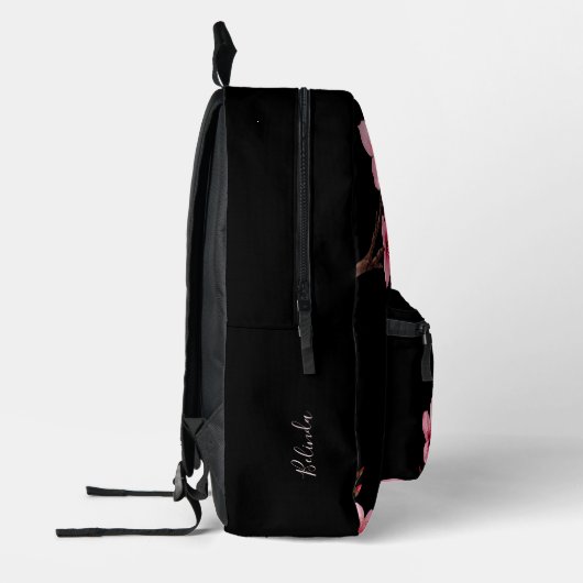 Cherry Blossom Pink Black Monogram Bedruckter Rucksack (Links)