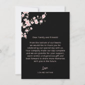 Cherry Blossom Pink Black Wedding Thank You Dankeskarte (Rückseite)