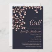 Cherry Blossom Pink Blue Girl Baby Dusche Einladung (Vorderseite)