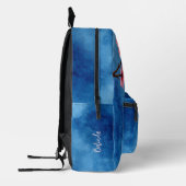Cherry Blossom Pink Blue Monogram Bedruckter Rucksack (Links)