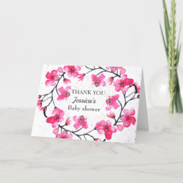 Cherry Blossom Pink Blume Baby Shower Girl Dankeskarte
