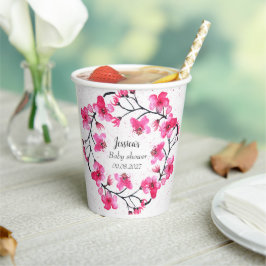 Cherry Blossom Pink Blume Baby Shower Girl Pappbecher