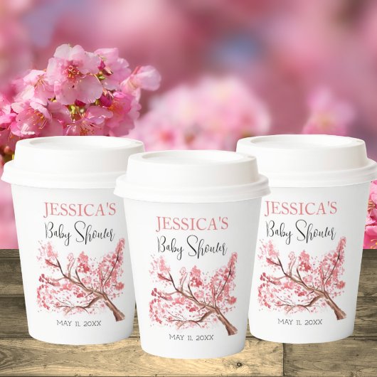 Cherry Blossom Pink Blume Baby Shower Girl Pappbecher