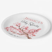 Cherry Blossom Pink Blume Baby Shower Girl Pappteller (Schrägansicht)